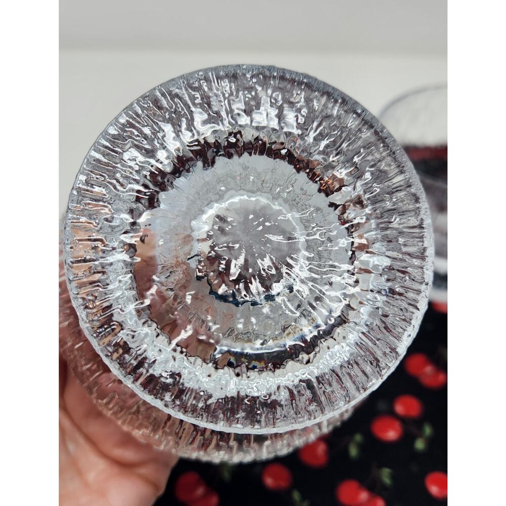 Lot Of 4 Crystal Footed Dessert Bowls I ITTALA KEKKERIT | Icicle SnowTextured - Picture 4 of 8